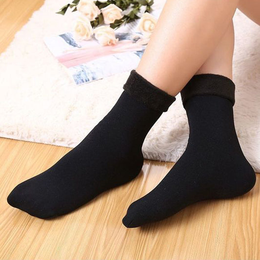 6 Pairs Black Women's Winter Warm Lined Socks Thicken Thermal Socks