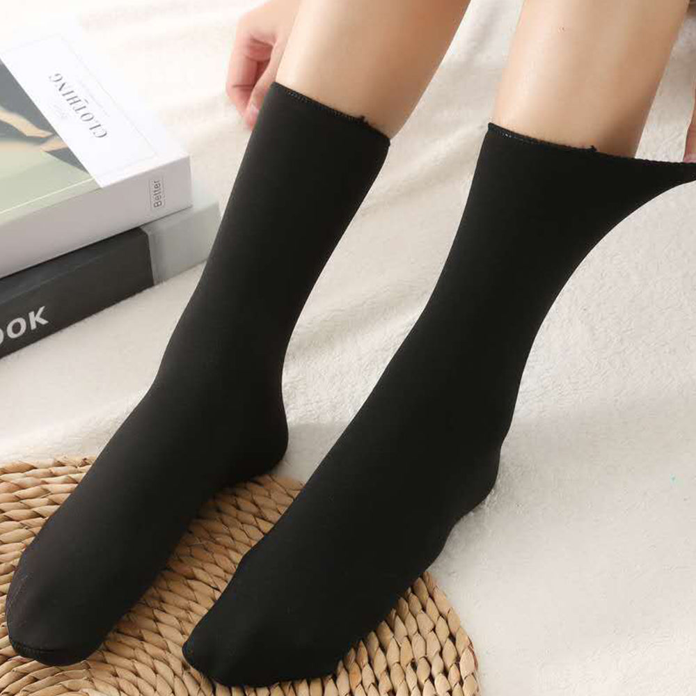 6 Pairs Black Women's Winter Warm Lined Socks Thicken Thermal Socks