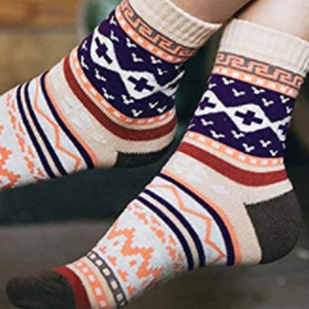 10Pairs Women Printed Socks 2Styles Vintage Cozy Crew Socks Winter Warm Socks
