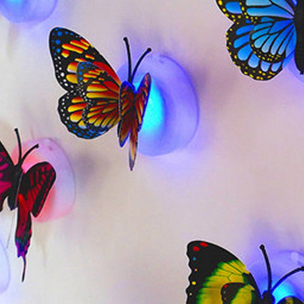 10pcs 3D Butterfly LED Wall Stickers Pasted Night Light DIY Art Decor