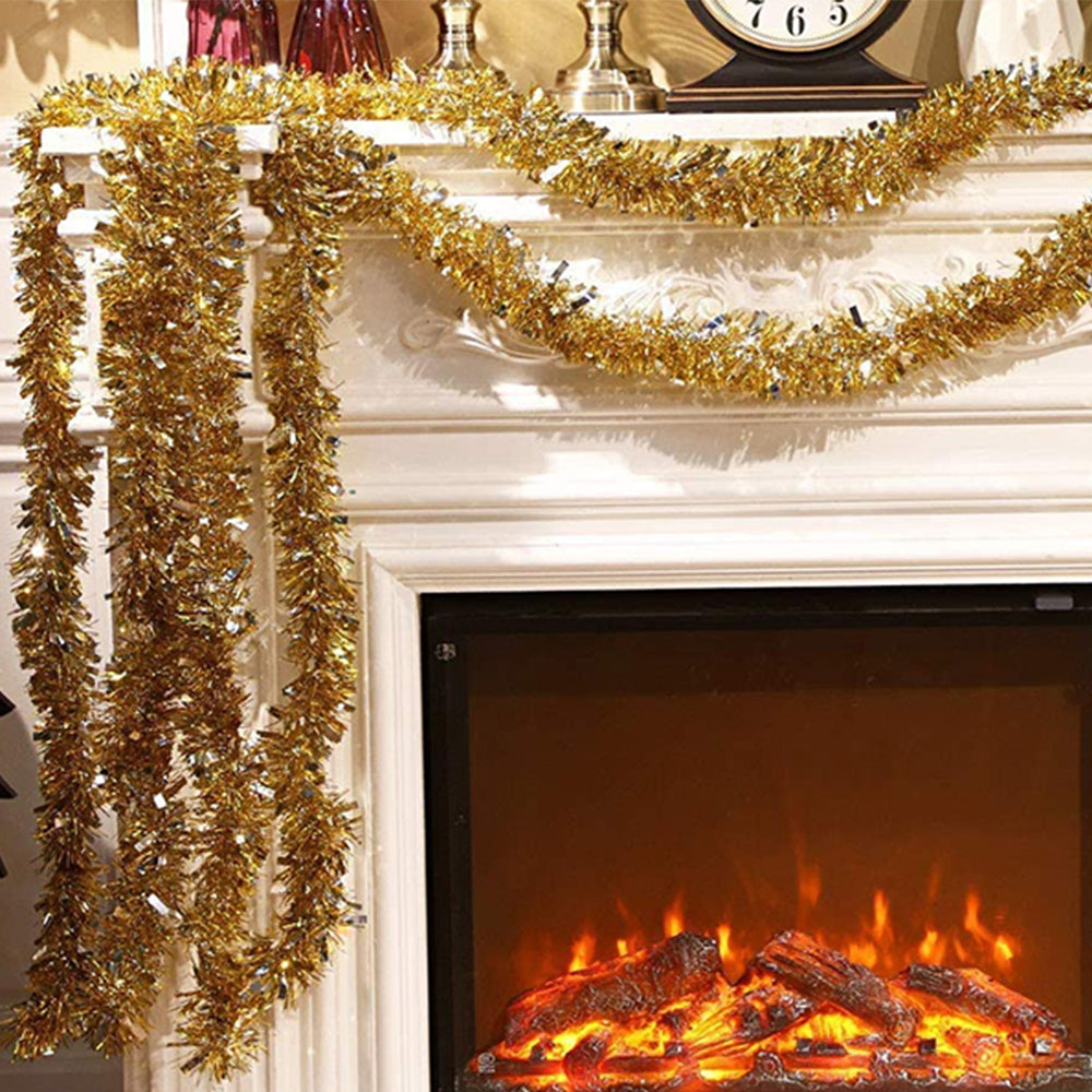 8Pcs Gold Silver Christmas Tinsel Garland Xmas Decor Home Decor
