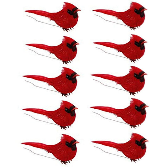 10 X Christmas Cardinal Birds Artificial Christmas Birds Xmas Decoration Pendant