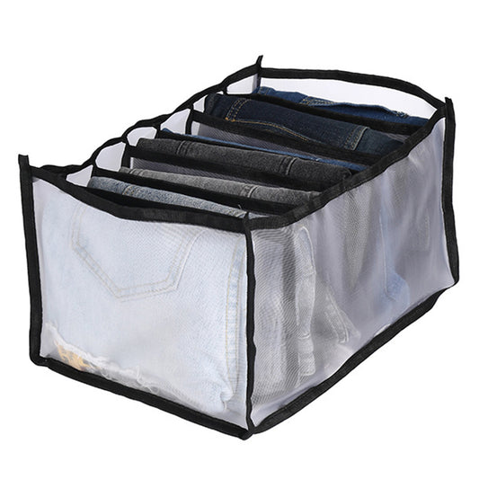 2X Black 7-Grids Drawer Organizer Divider Mesh Storage Bag Pants Jeans Organizer