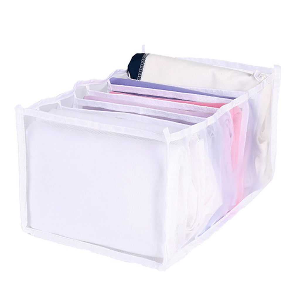2X White 7-Grids Drawer Organizer Divider Mesh Storage Bag Pants Jeans Organizer