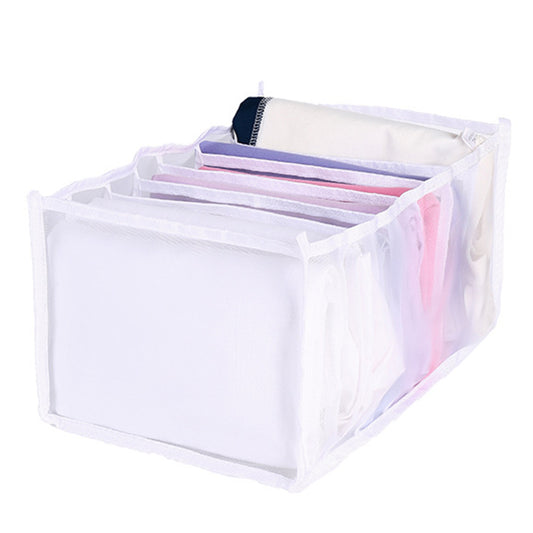 2X White 7-Grids Drawer Organizer Divider Mesh Storage Bag Pants Jeans Organizer