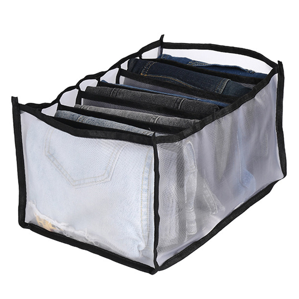 4X Black 7-Grids Drawer Organizer Divider Mesh Storage Bag Pants Jeans Organizer