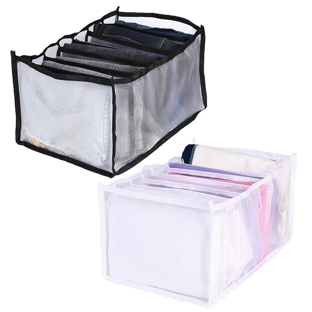 4X Black White 7-Grids Pants Jeans Drawer Organizer Divider Mesh Storage Bag