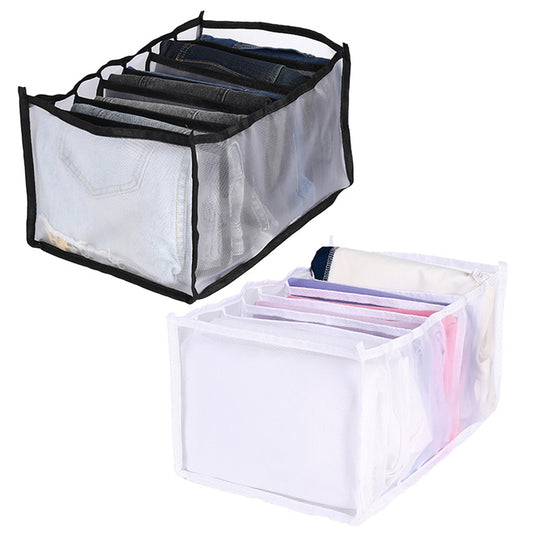 4X Black White 7-Grids Pants Jeans Drawer Organizer Divider Mesh Storage Bag