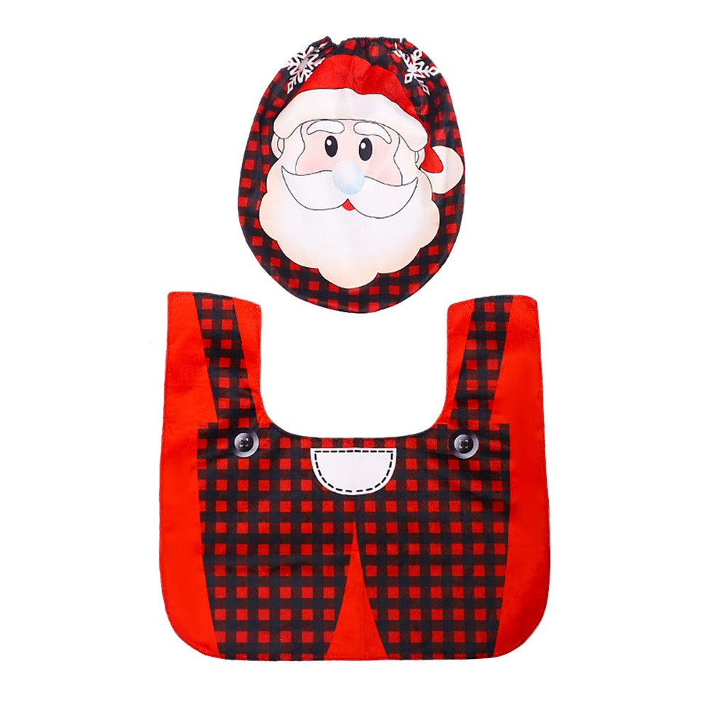 2Sets - Style 1 -  Christmas Toilet Decoration Xmas Toilet Seat Cover Toilet Rug