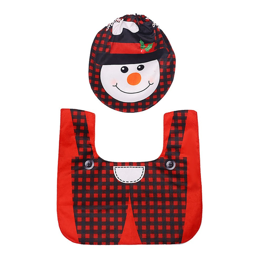 2Sets - Style 2 -  Christmas Toilet Decoration Xmas Toilet Seat Cover Toilet Rug