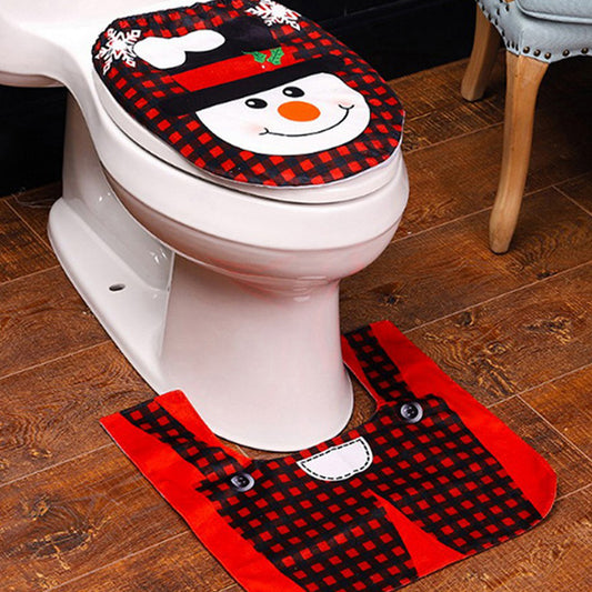 2Sets - Style 2 -  Christmas Toilet Decoration Xmas Toilet Seat Cover Toilet Rug