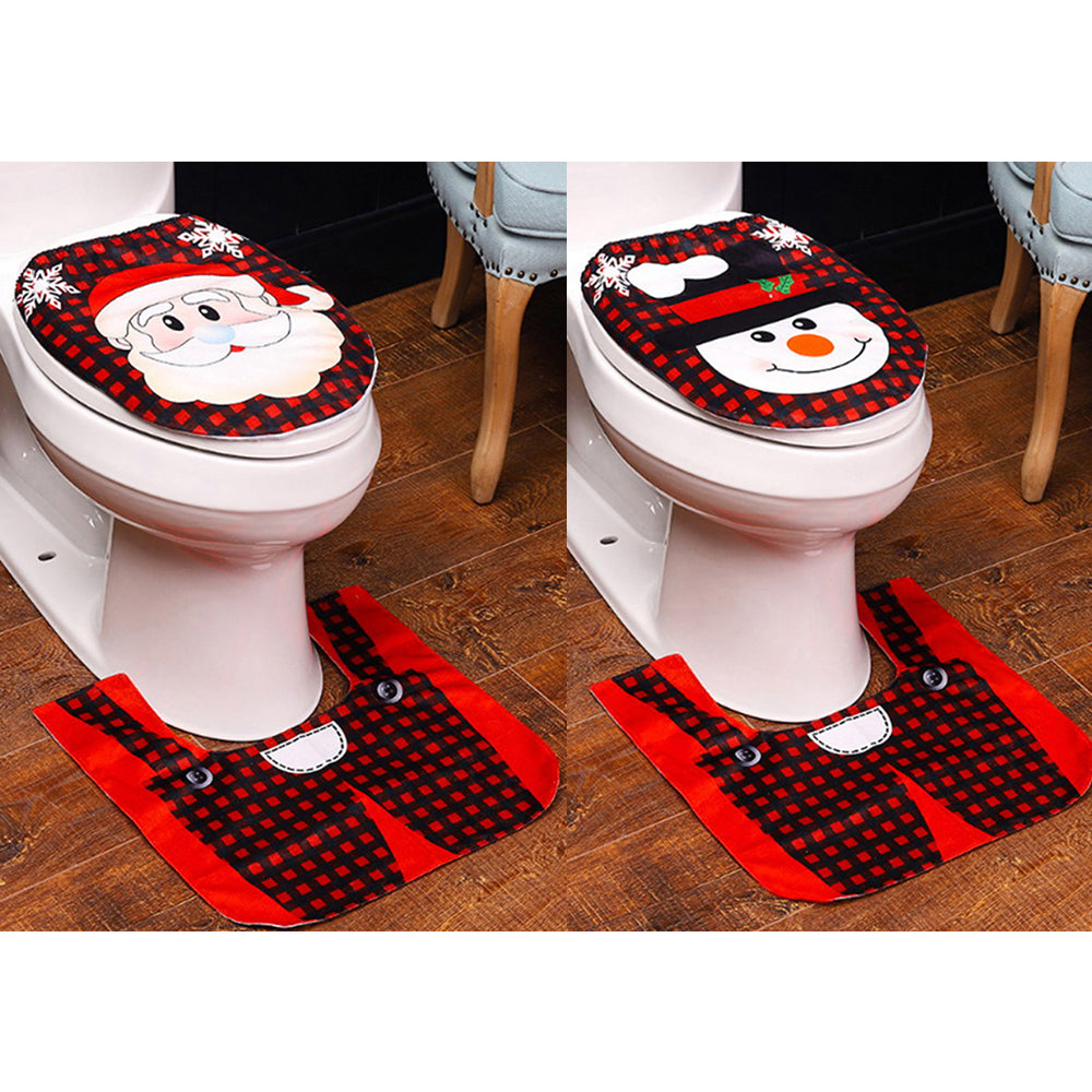 Style 1 Style 2 Christmas Toilet Decoration Xmas Toilet Seat Cover Toilet Rug