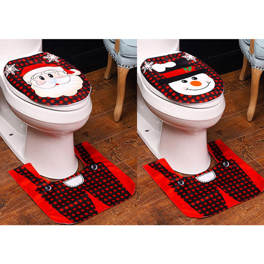 Style 1 Style 2 Christmas Toilet Decoration Xmas Toilet Seat Cover Toilet Rug