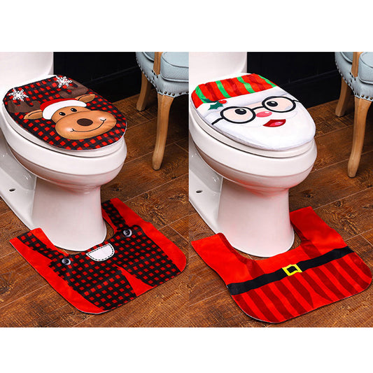Style 3 Style 4 Christmas Toilet Decoration Xmas Toilet Seat Cover Toilet Rug