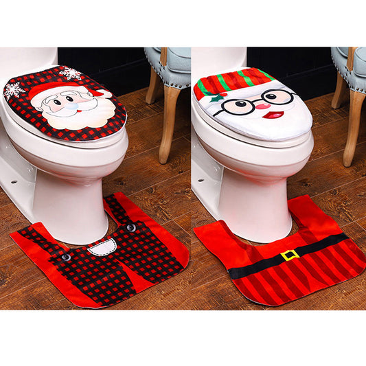 Style 1 Style 4 Christmas Toilet Decoration Xmas Toilet Seat Cover Toilet Rug