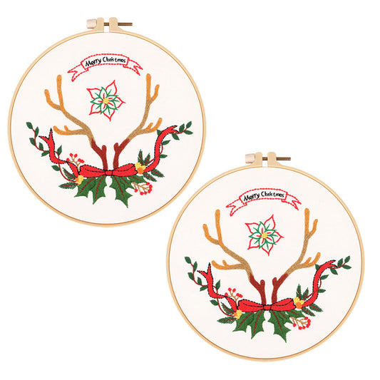 2 X Style 1 DIY Christmas Embroidery Kit for Beginners Xmas Home Decor