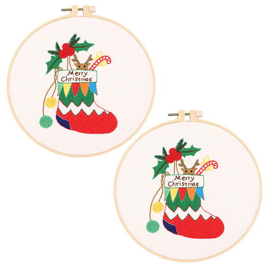 2 X Style 3 DIY Christmas Embroidery Kit for Beginners Xmas Home Decor