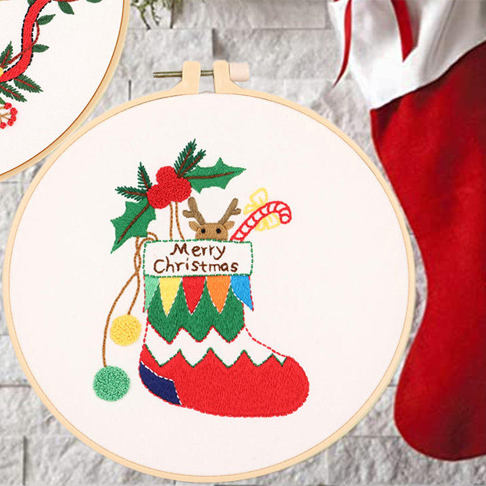 2X Style 3 4 DIY Christmas Embroidery Kit for Beginner Xmas Home Decor