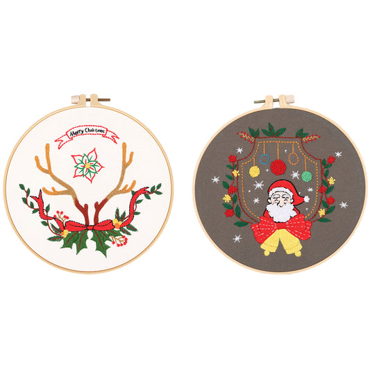 2X Style 1 2 DIY Christmas Embroidery Kit for Beginner Xmas Home Decor