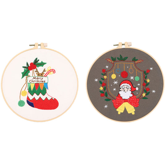 2X Style 2 3 DIY Christmas Embroidery Kit for Beginner Xmas Home Decor