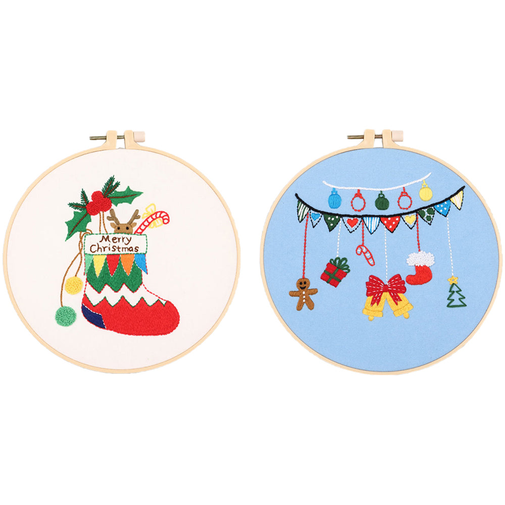 2X Style 3 4 DIY Christmas Embroidery Kit for Beginner Xmas Home Decor