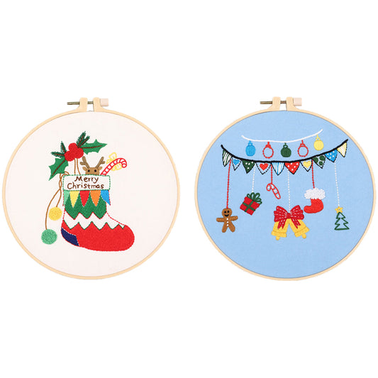 2X Style 3 4 DIY Christmas Embroidery Kit for Beginner Xmas Home Decor