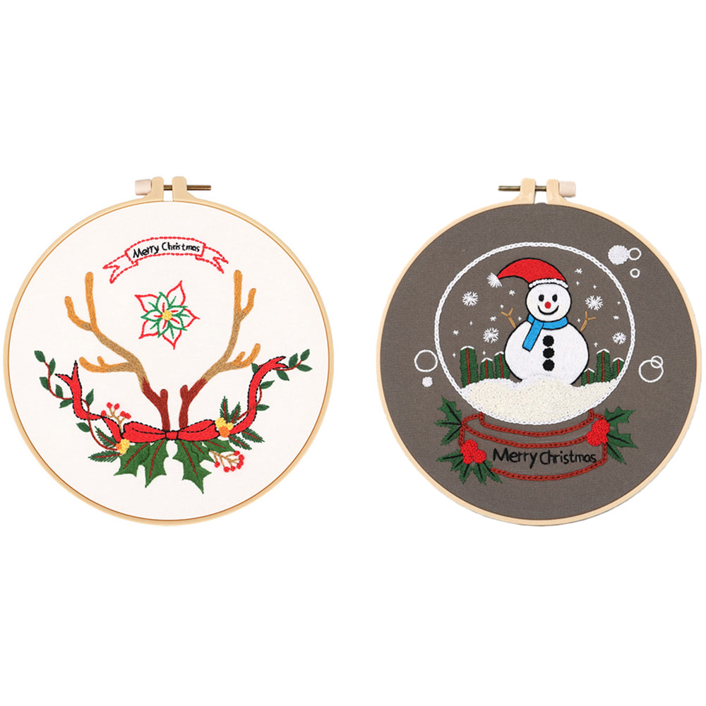 2X Style 1 5 DIY Christmas Embroidery Kit for Beginner Xmas Home Decor