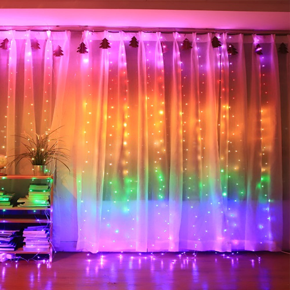 1X Christmas Rainbow LED Curtain Lights Home Decor