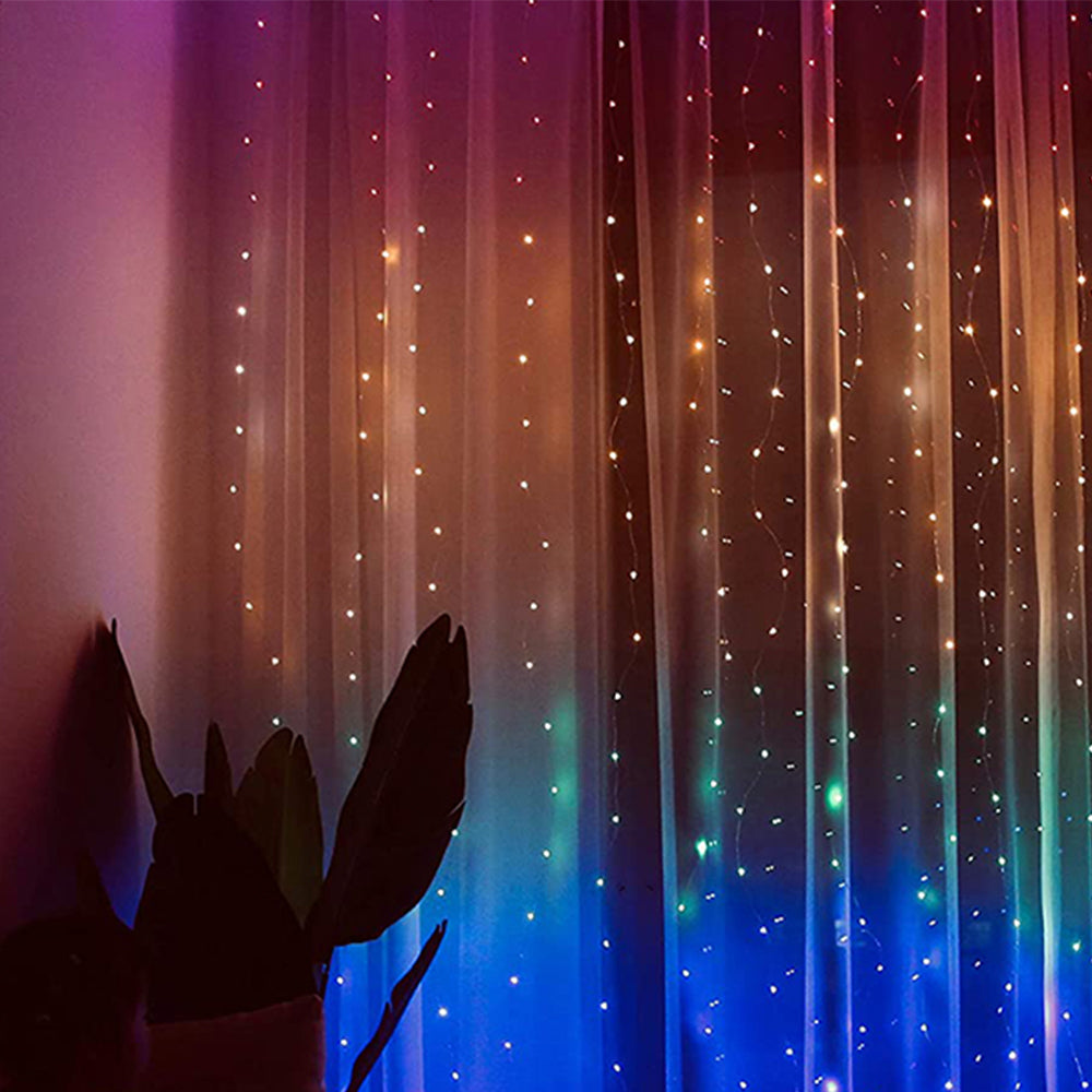 2X Christmas Rainbow LED Curtain Lights Home Decor
