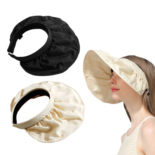2 X Black Beige 2 in 1 Sun Visor Hats Hair Band Headbands