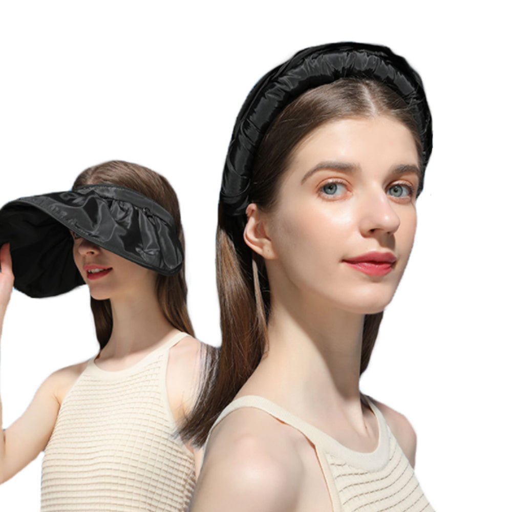 2 X Black Beige 2 in 1 Sun Visor Hats Hair Band Headbands