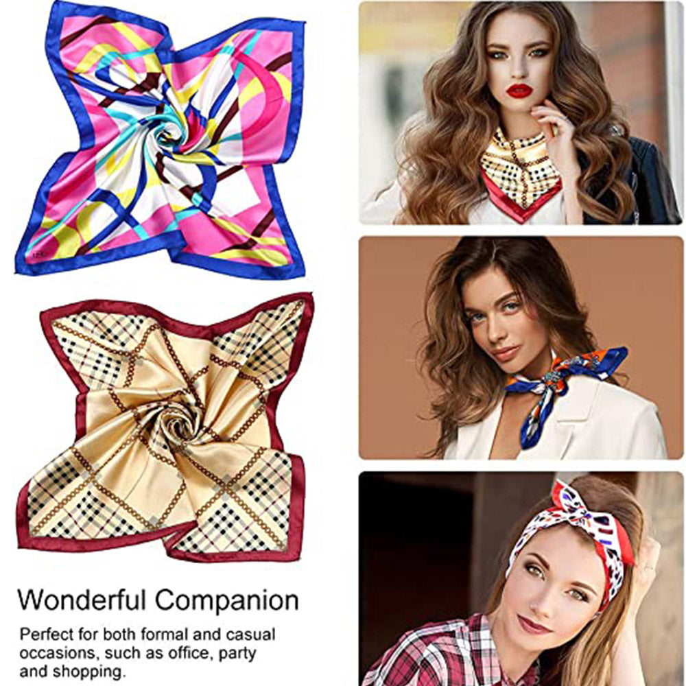 12pcs Mixed Color Soft Square Scarves Women