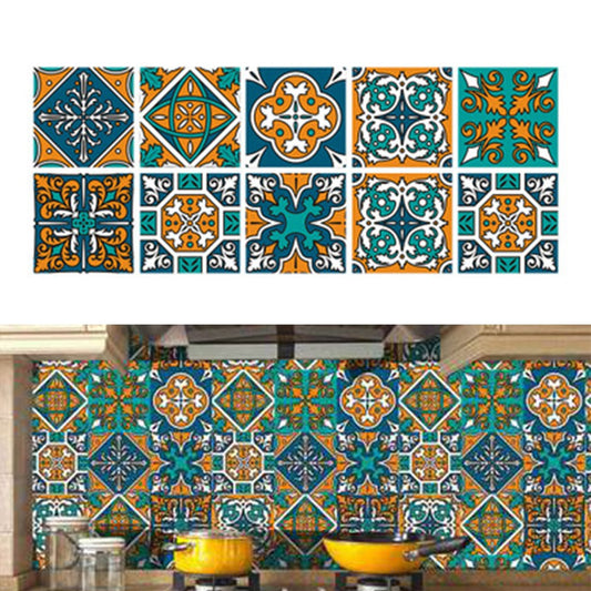Set of 10PCS 15x15cm Self Adhesive Kitchen Tile Stickers Moroccan Style Wall Stickers Stair Stickers Tile Decals Home Decor Style 1