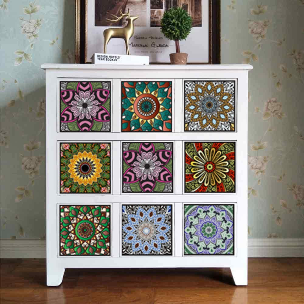Set of 10PCS 15x15cm Self Adhesive Kitchen Tile Stickers Moroccan Style Wall Stickers Stair Stickers Tile Decals Home Decor Style 5