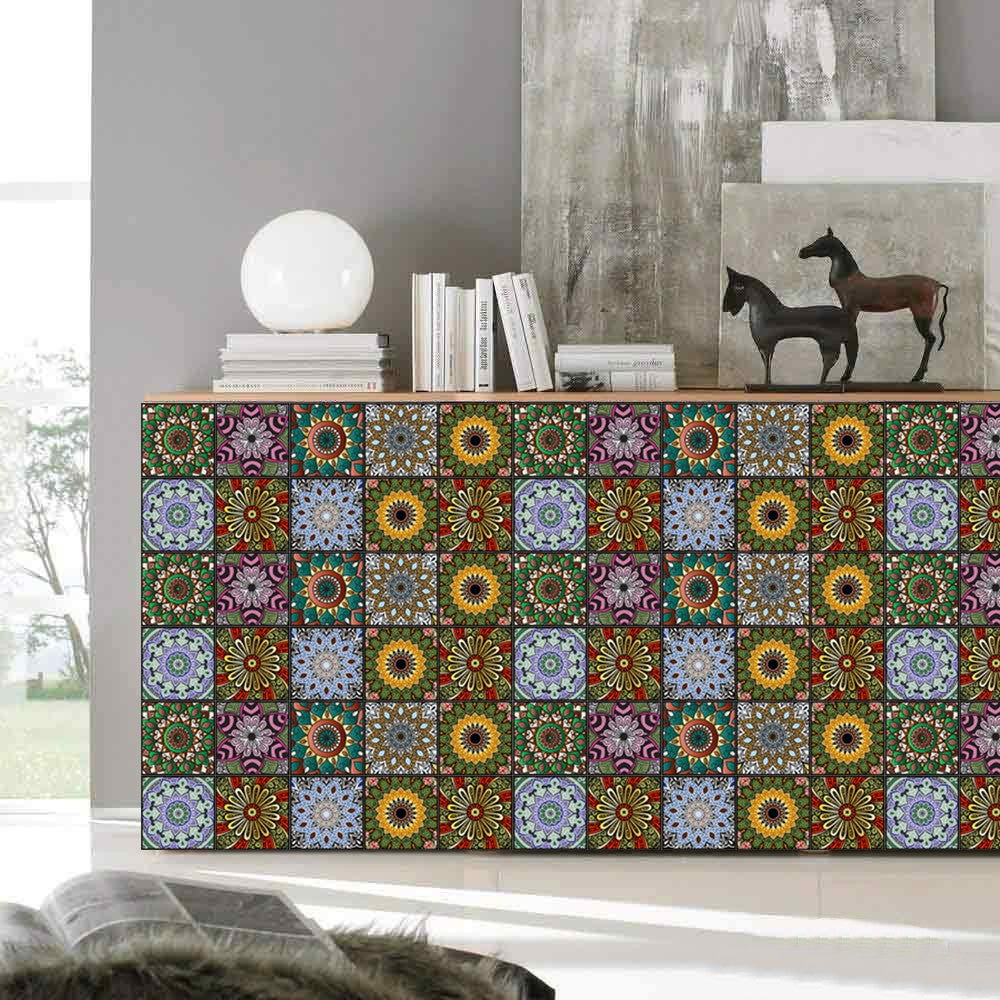 Set of 10PCS 15x15cm Self Adhesive Kitchen Tile Stickers Moroccan Style Wall Stickers Stair Stickers Tile Decals Home Decor Style 5