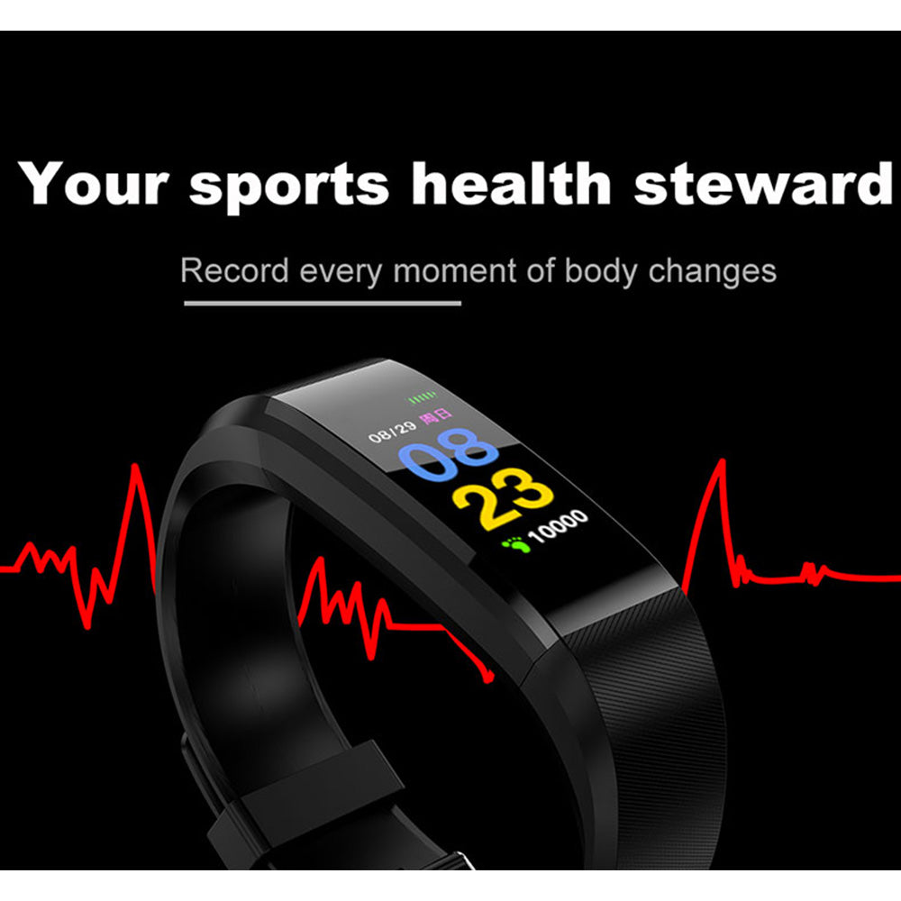 20 In 1 115plus Smart Fitness Tracker Bands Water Resistant Sport Watch Bluetooth Smart Touch Wristband Health Monitoring Bracelet Blue