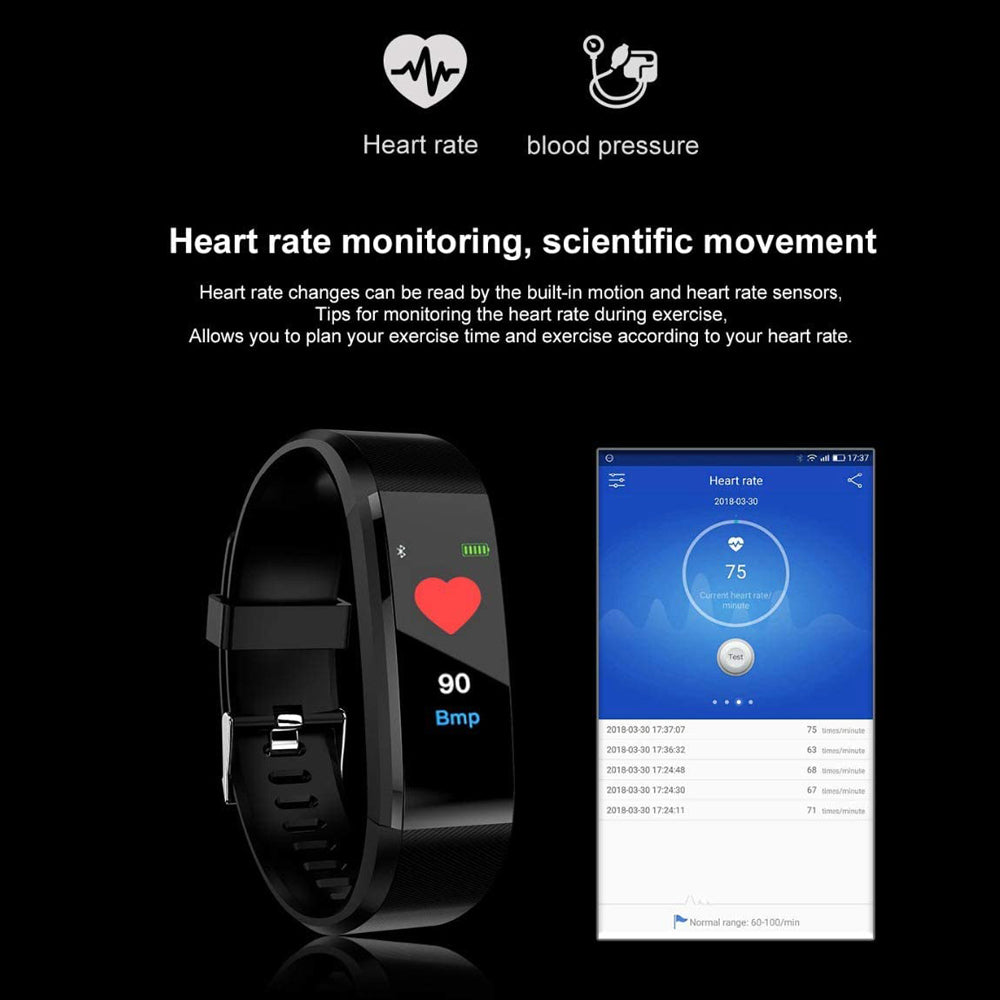 20 In 1 115plus Smart Fitness Tracker Bands Water Resistant Sport Watch Bluetooth Smart Touch Wristband Health Monitoring Bracelet Blue