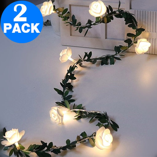 2 Pack 6M 40LED USB Charging Flower Vine Fairy String Light Night Lamp Home Decoration