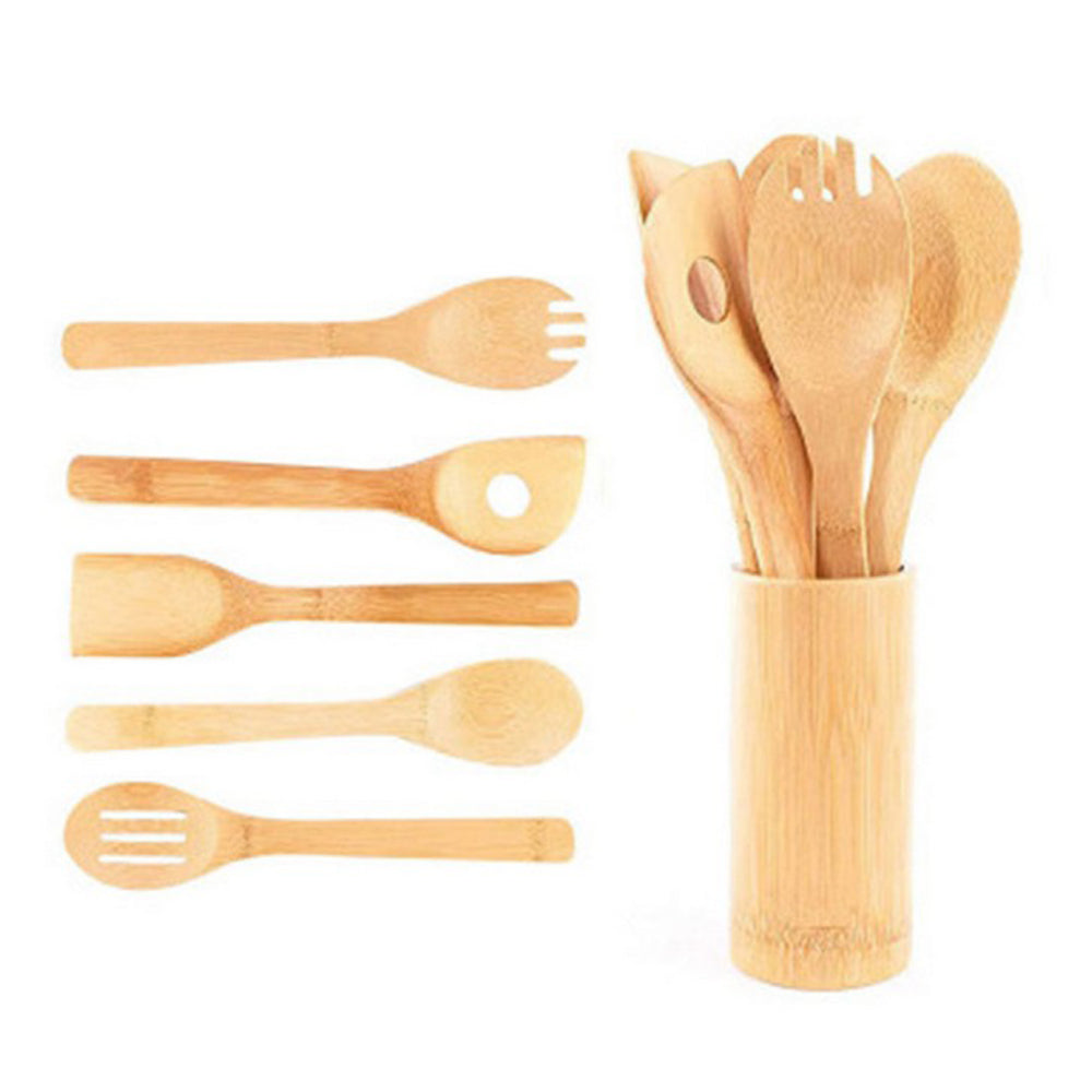 5 Pieces Bamboo Wooden Kitchen Cooking Utensils Set