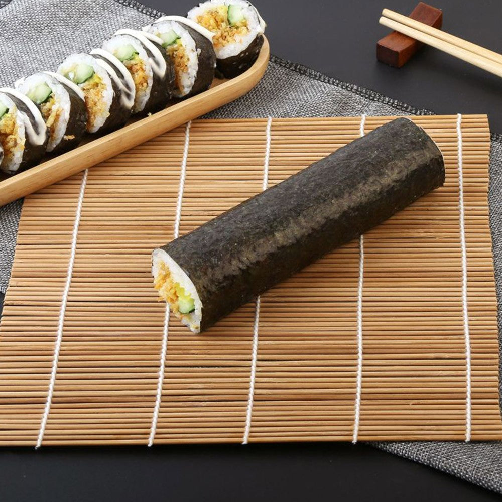 2 Sets of DIY Sushi Making Tool Set with Package Bag Practical Sushi Roll Curtain Chopsticks Spatula Sauce Dish Sushi Knife Set