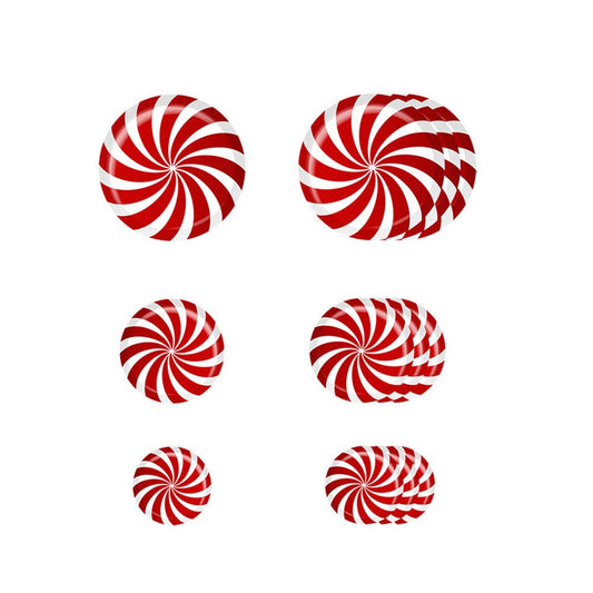 12pcs Xmas Round Candy Wall Stickers