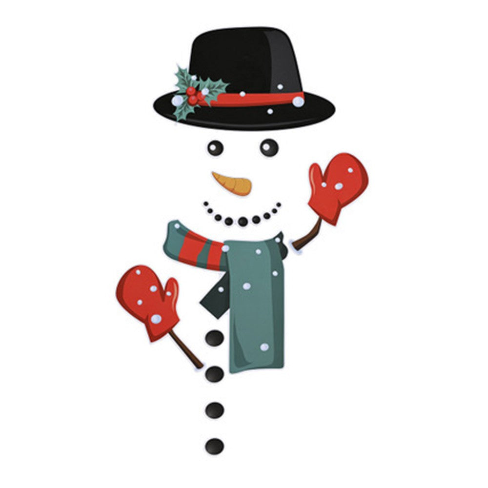 Black Hat Snowman Christmas Fridge Magnet Sticker Christmas Home Decoration