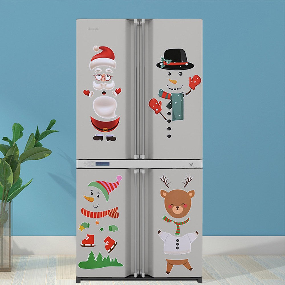 Black Hat Snowman Christmas Fridge Magnet Sticker Christmas Home Decoration