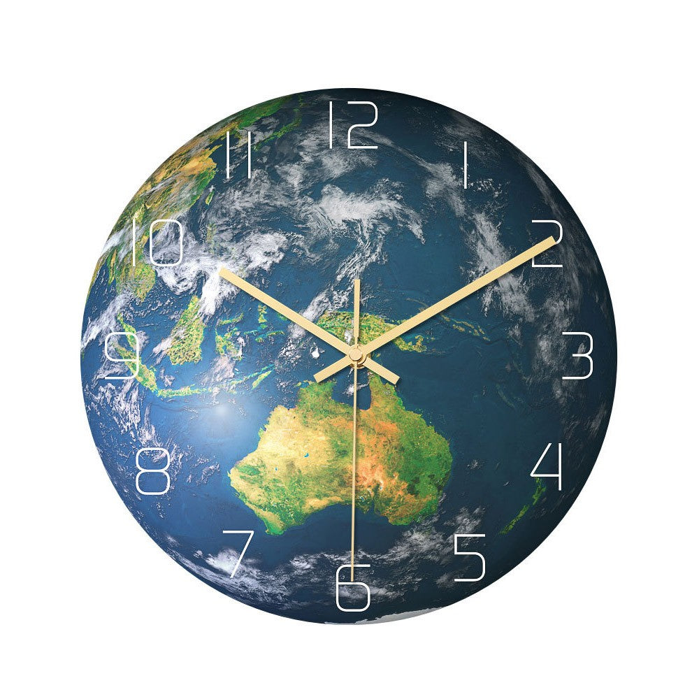 30cm Luminous Earth Planet Oceania Wall Clock Acrylic Wall Hanging Clock