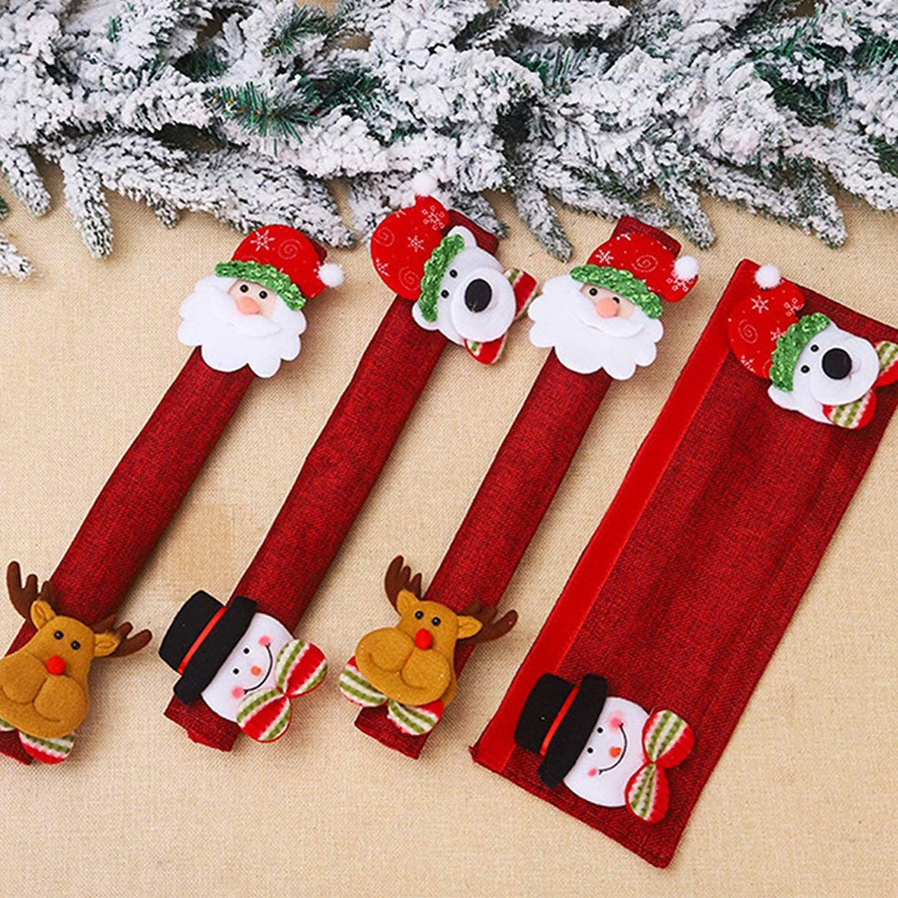 Set of 4 Christmas Refrigerator Door Handle Covers