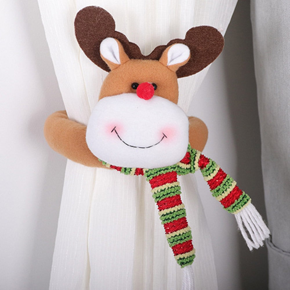 2Pcs Elk Christmas Curtain Buckles