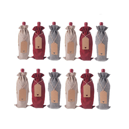12pcs Wine Bottle Bags with 10m rope and 12pcs paper labels