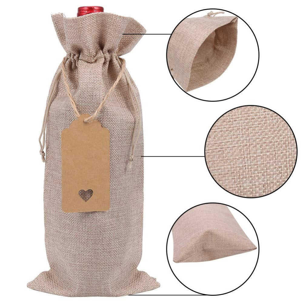 12pcs Wine Bottle Bags with 10m rope and 12pcs paper labels