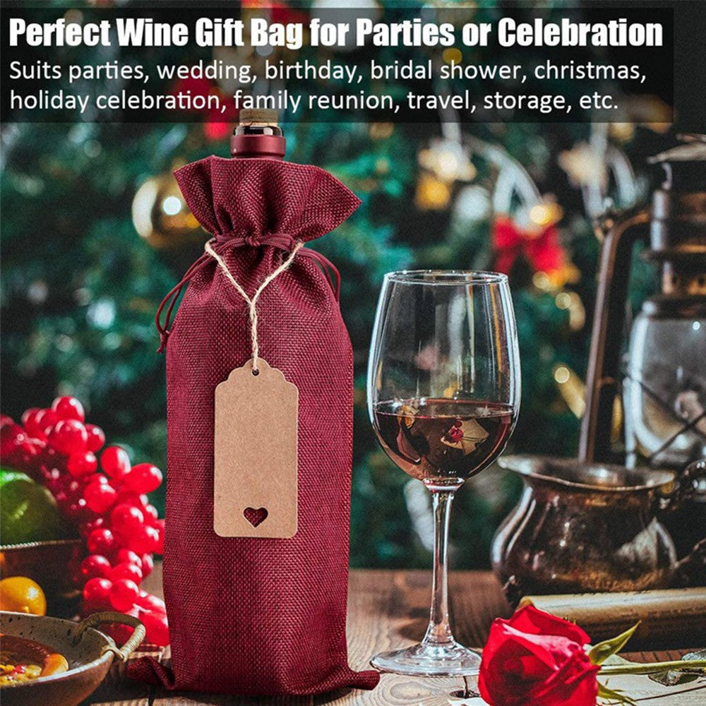 12pcs Wine Bottle Bags with 10m rope and 12pcs paper labels
