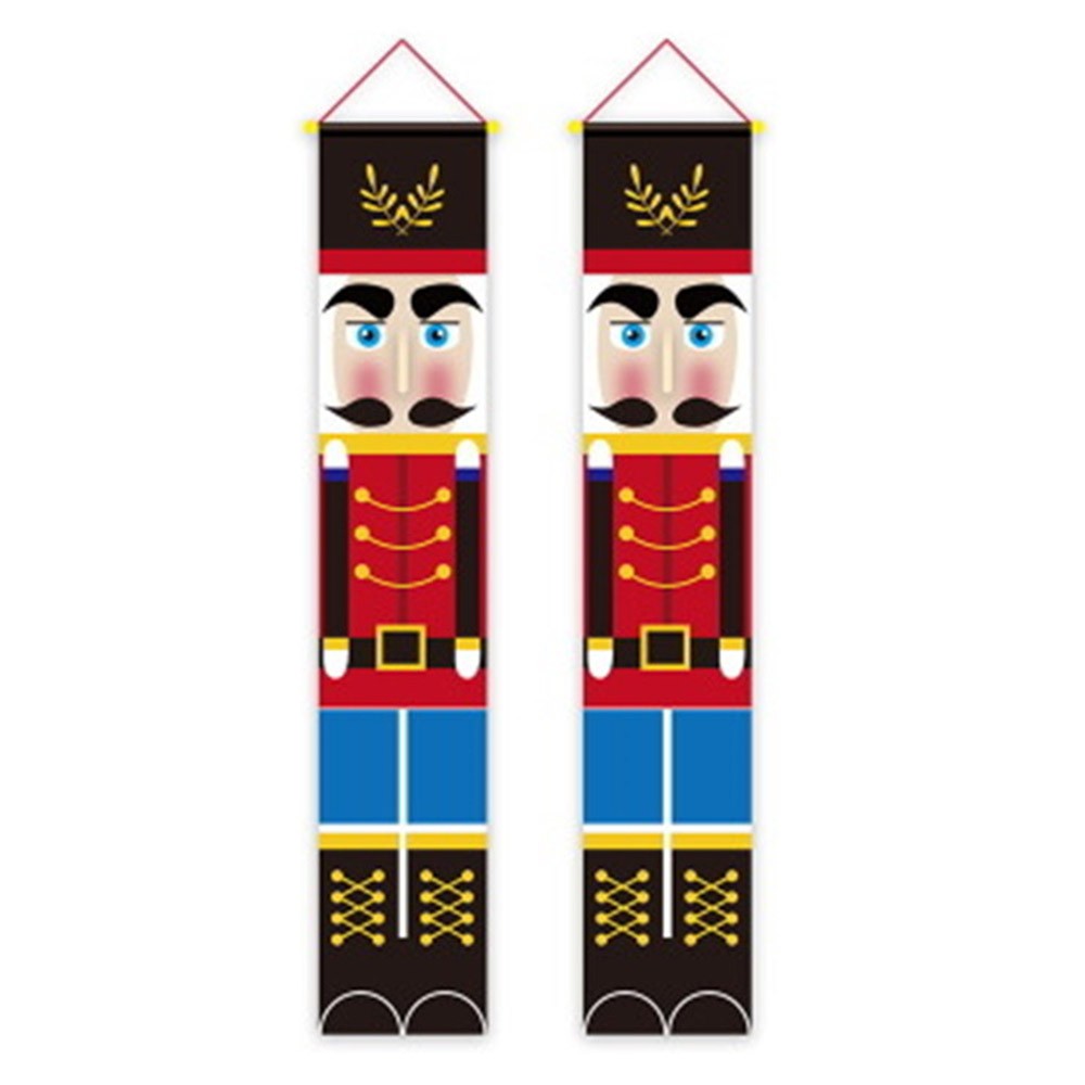 2pcs Christmas Knight Flags Curtain Ornaments Door Hanging Flags
